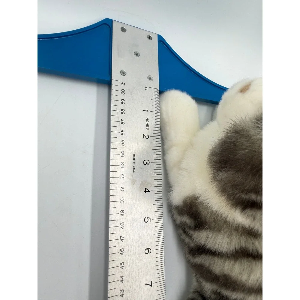 Douglas Plush Cat Grey White Striped Tabby Lying Stuffed Animal 19